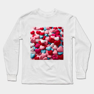 celebrating Valentines day, random floating love hearts Long Sleeve T-Shirt